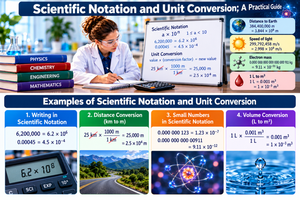 Scientific notation unit conversion with SI prefixes and powers of ten